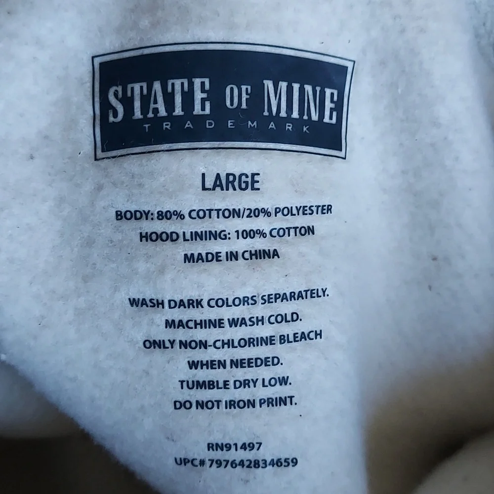 NWT State Of Mine North Carolina The Tar Heel State Fleece Lined Hoodie Mens L - Picture 14 of 15